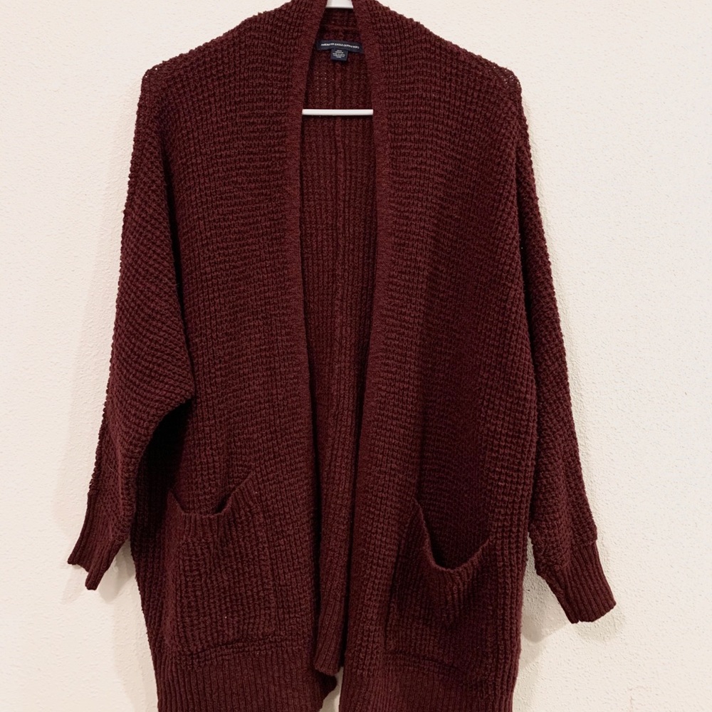 EUC Maroon American Eagle Knit Sweater Cardigan